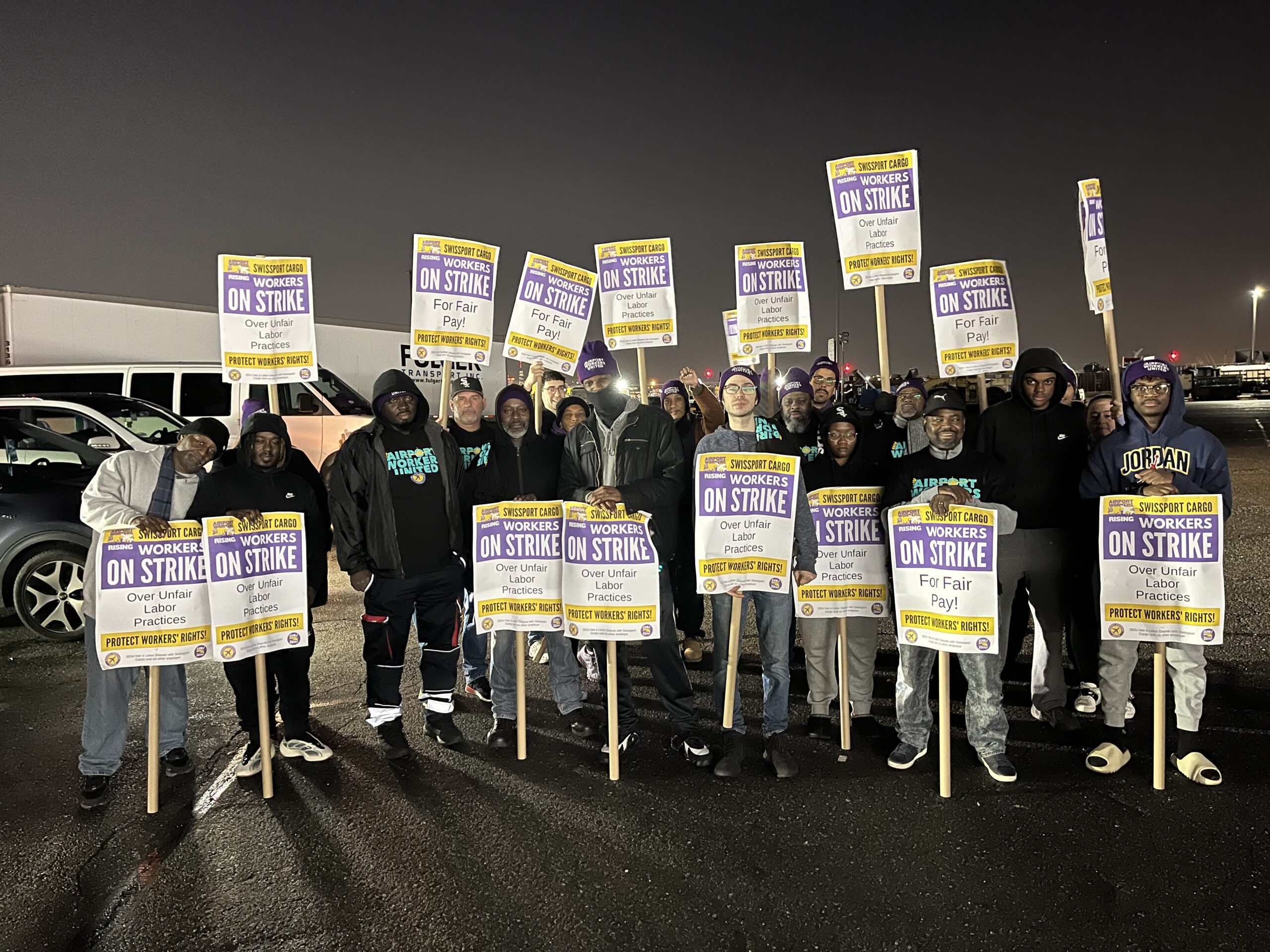 SWISSPORT CARGO WORKERS AT NEWARK INTERNATIONAL STRIKE AGAINST WAGE