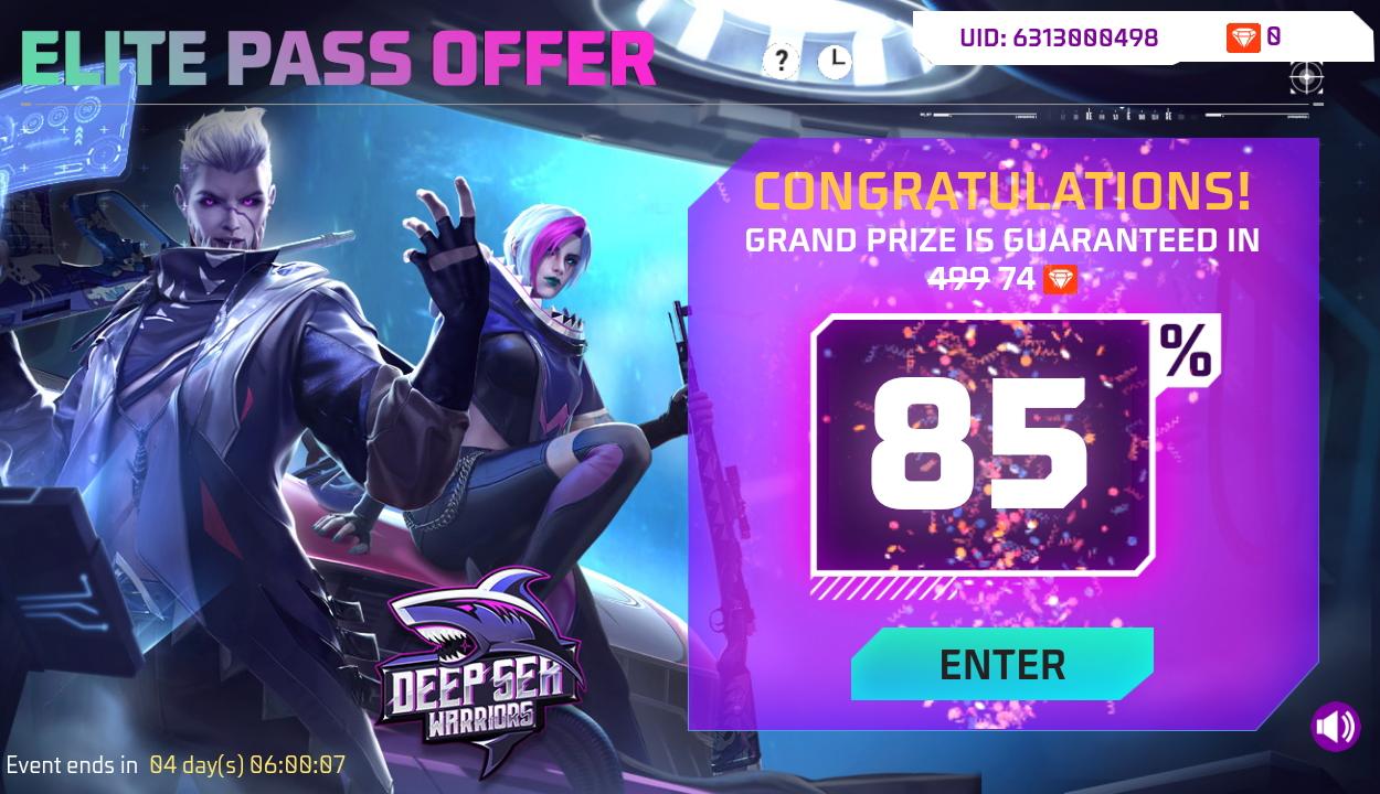 Free Fire Elite Pass Offer Event Get a massive discount and a chance