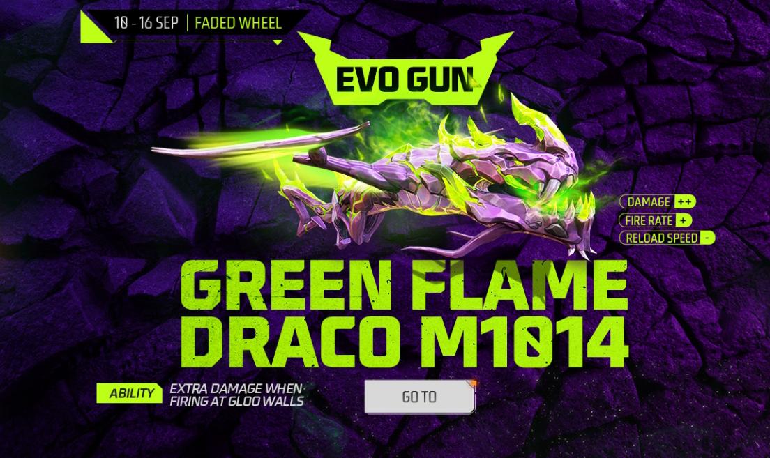 Free Fire MAX M1014 Green Flame Draco How to get the Evo gun skin in