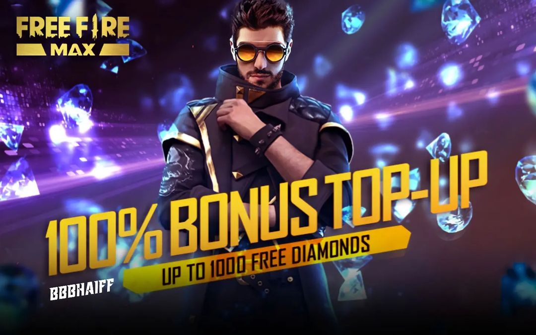 Free Fire MAX 100 Bonus Topup Get a chance to acquire diamonds at a