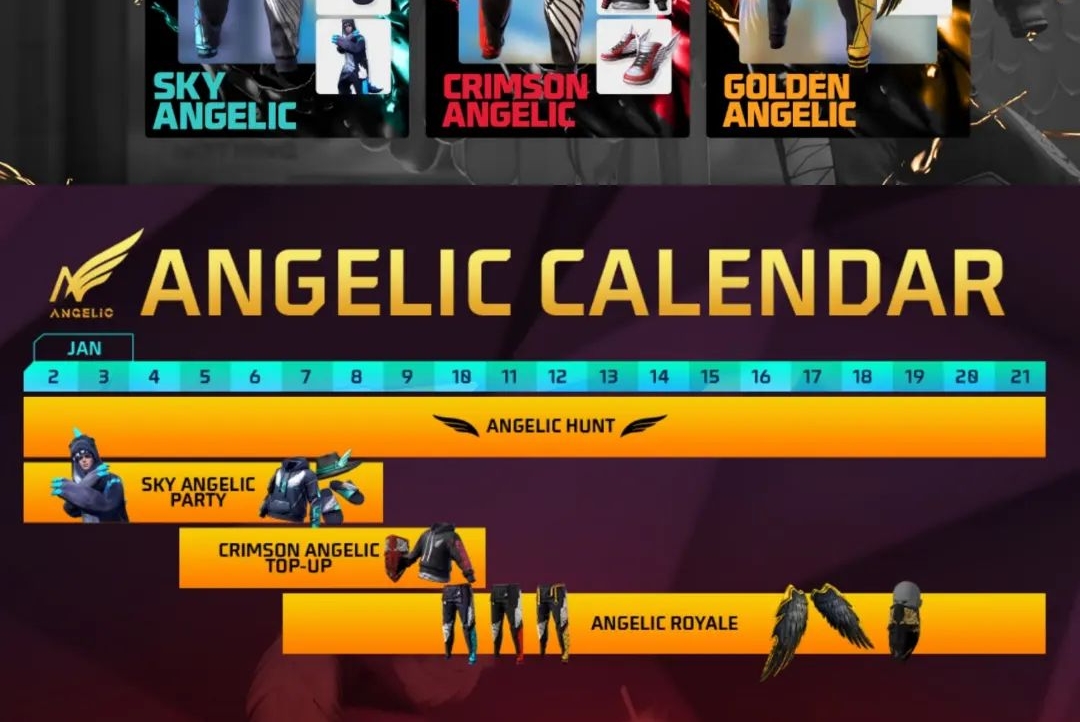 Free Fire MAX Angelic Event Calendar leaks reveal the events and rewards of the campaign