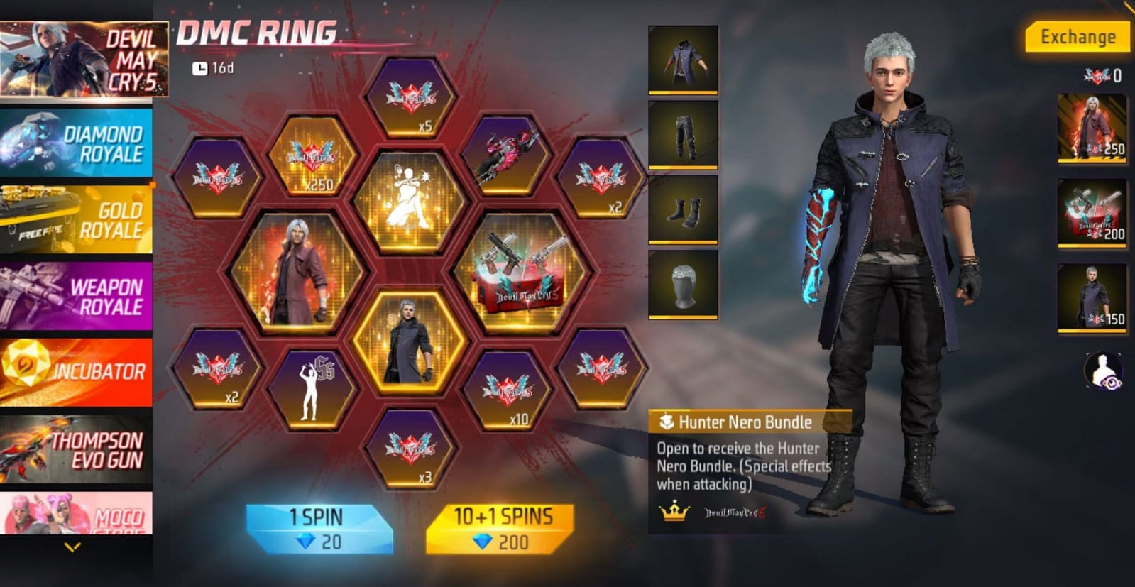Free Fire MAX x Devils May Cry 5 How to get Hunter Dante Bundle from
