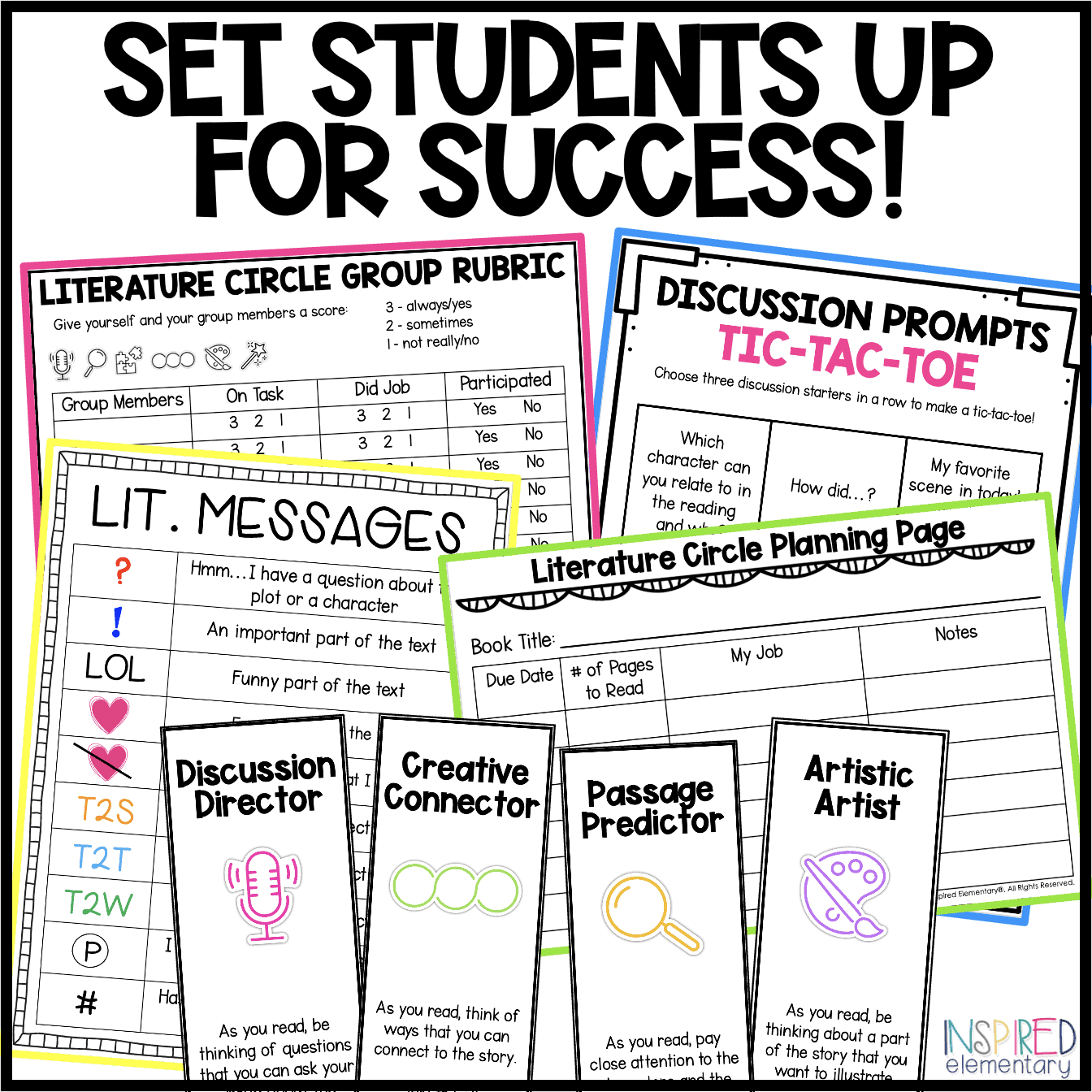 Literature Circles Job Sheets and More! · Inspired Elementary