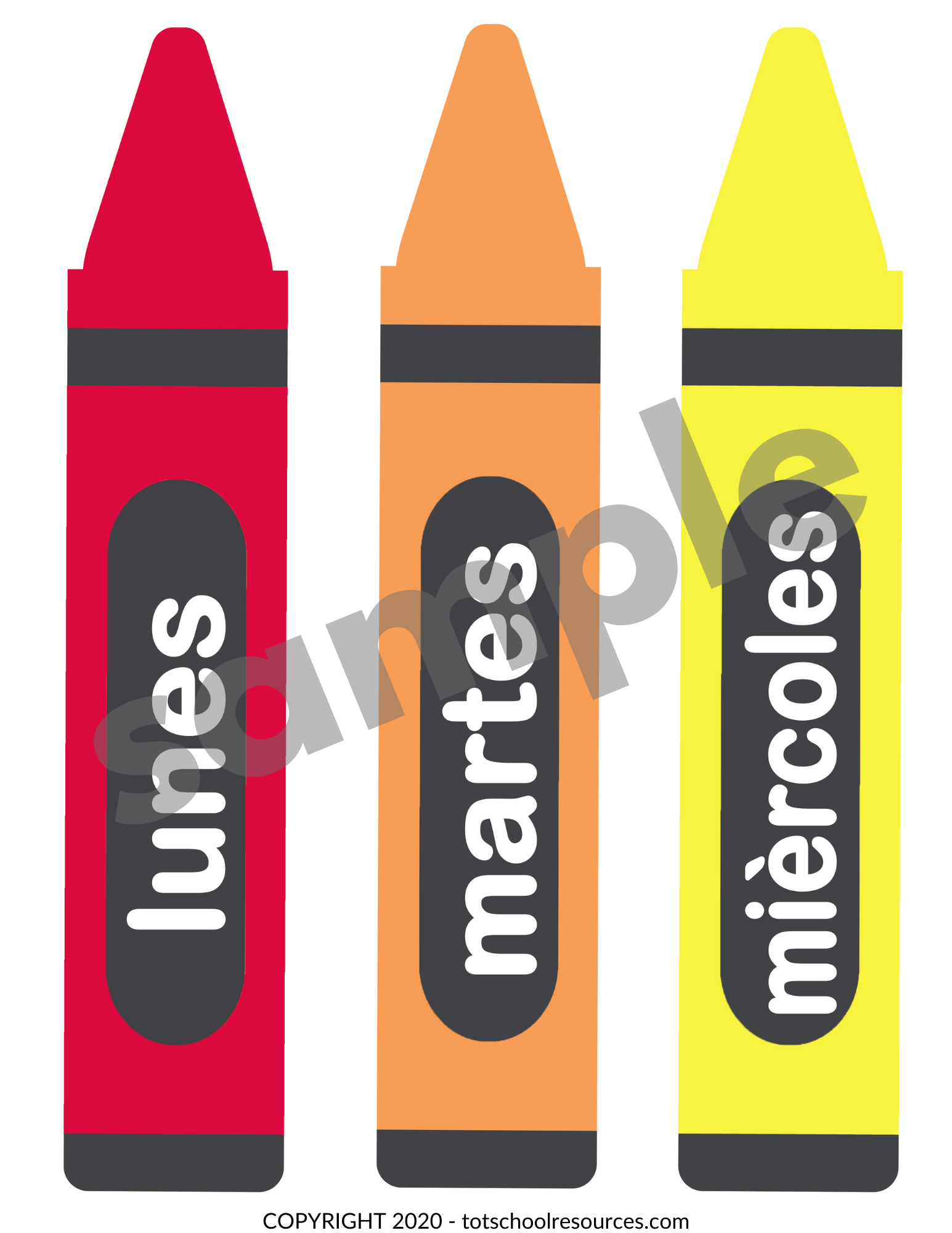 Spanish Days of the week printable signs, days of the week learning