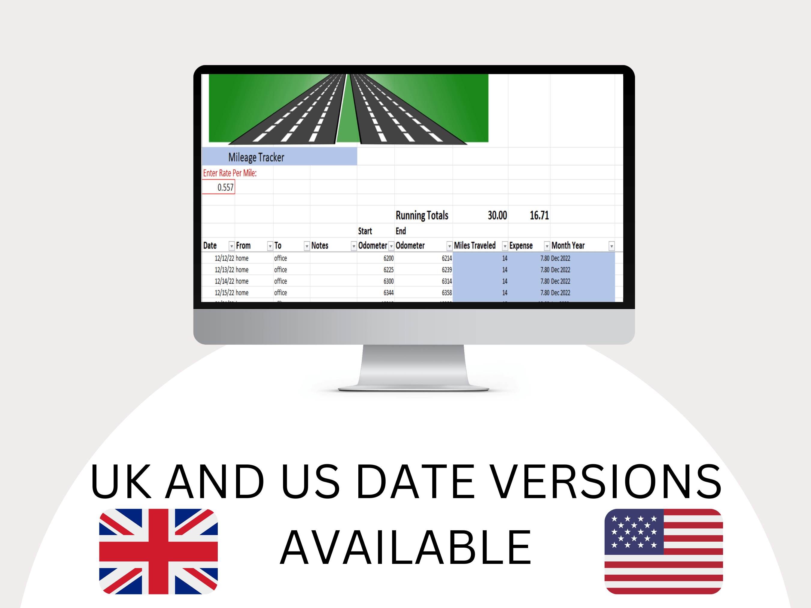 Mileage Tracker Spreadsheet Google Sheets and Excel versions calculate