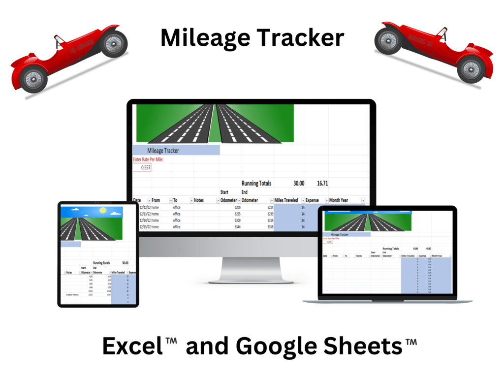 Mileage Tracker Spreadsheet Google Sheets and Excel versions calculate