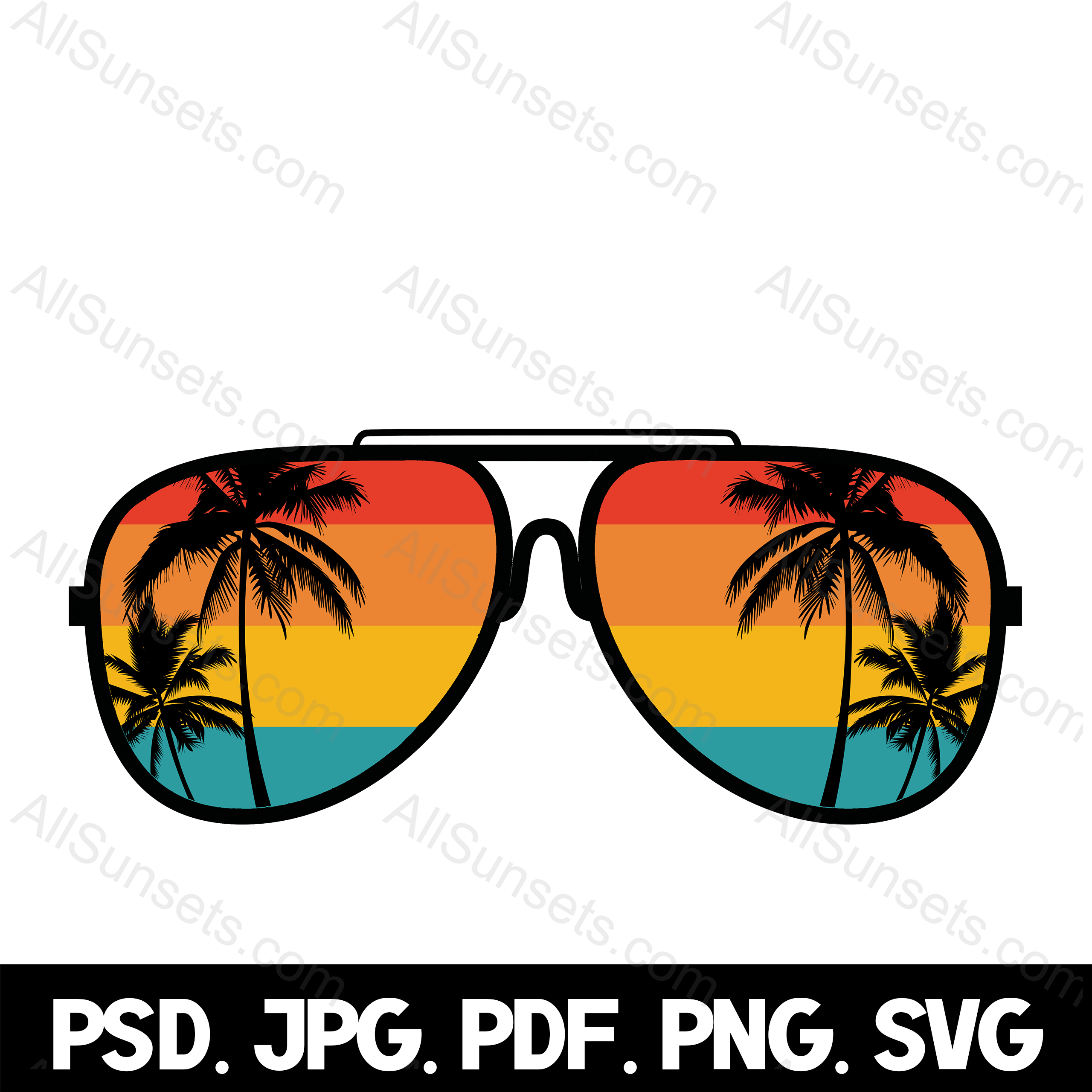 Beach Palm Tree Retro Sunglasses Commercial Use Inspired Fun
