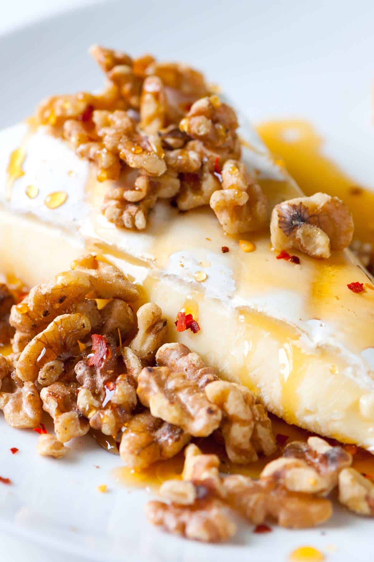 Brie with Warm Honey and Toasted Walnuts
