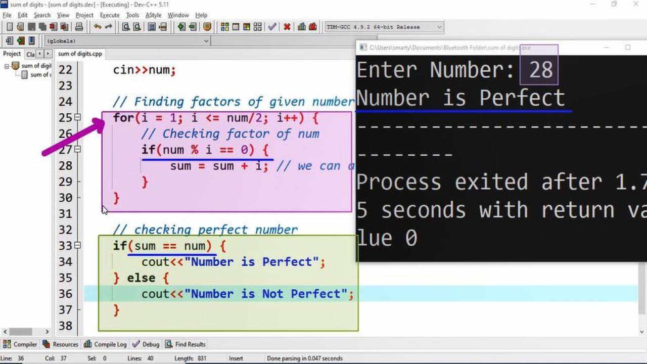 Perfect number cpp tutorial