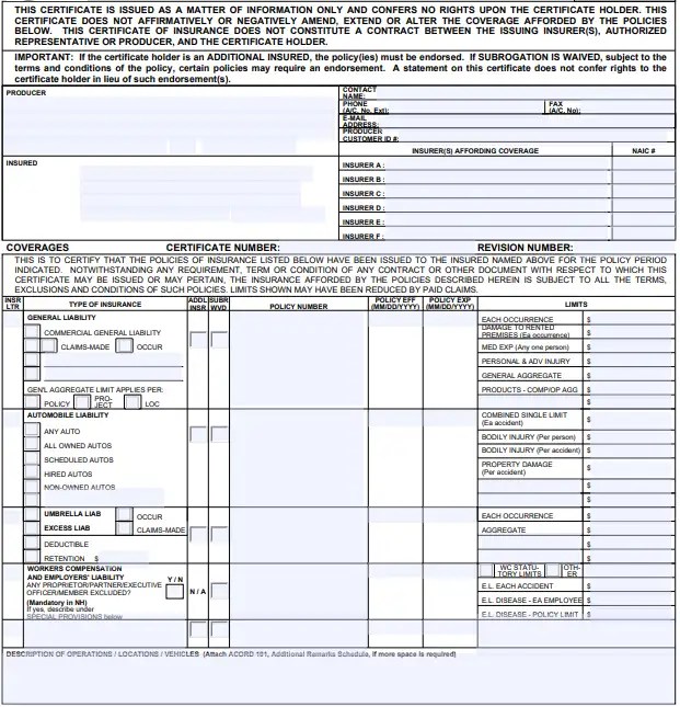 Certificate Of Liability Insurance PDF Sample Form & More Certificate Of Liability Insurance PDF Sample Form & More