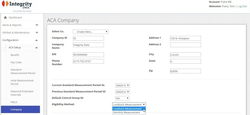 IRS reporting FAQ Which ACA eligibility measurement method should an