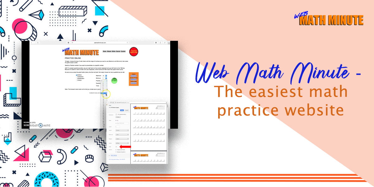 Web Math Minute The easiest math practice website