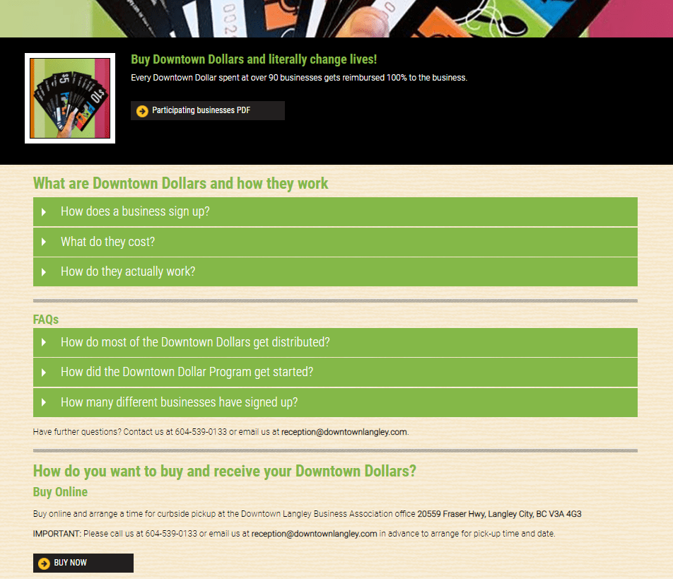 Downtown Langley Business Association Downtown Dollars