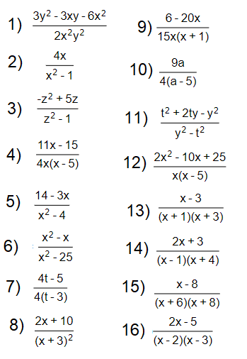 Adding and Subtracting Rational Expressions Worksheet
