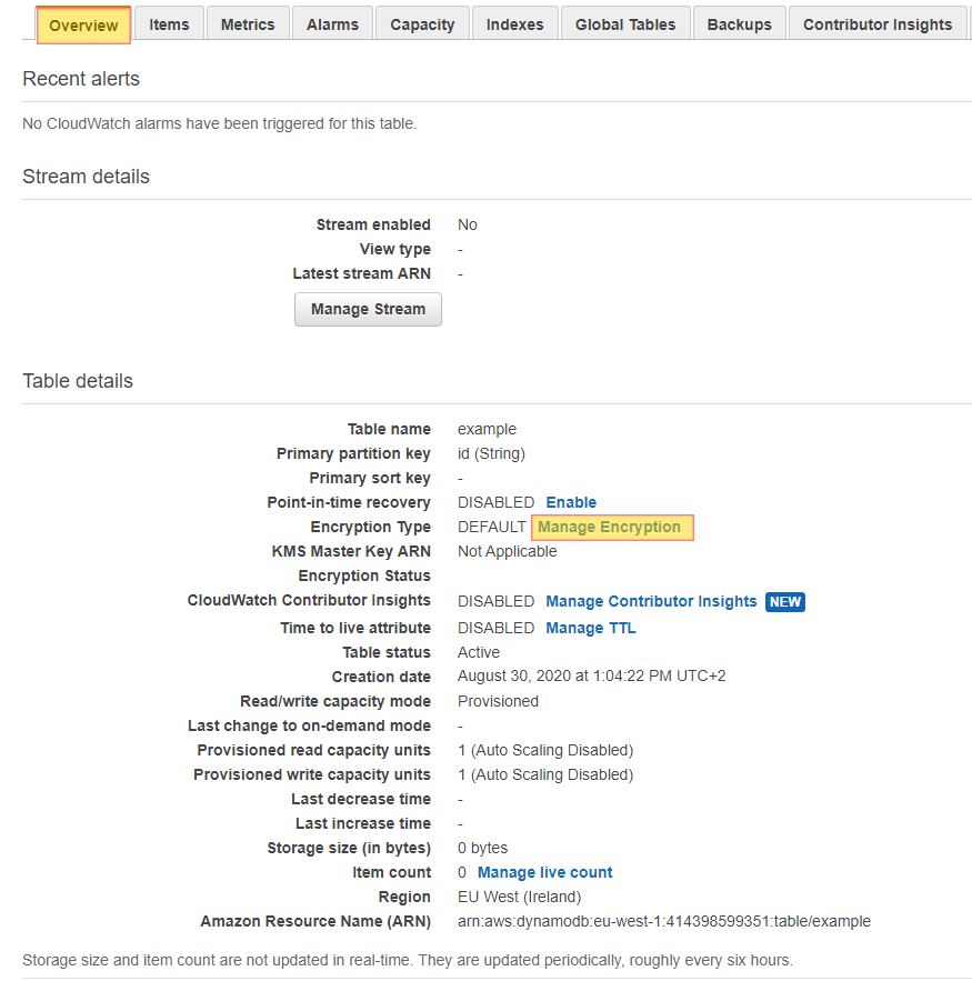 AWS DynamoDB Encryption at Rest Security Best Practice