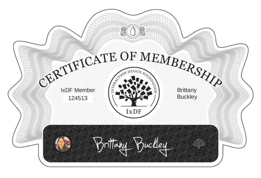 Brittany Buckley Certificate of Membership IxDF