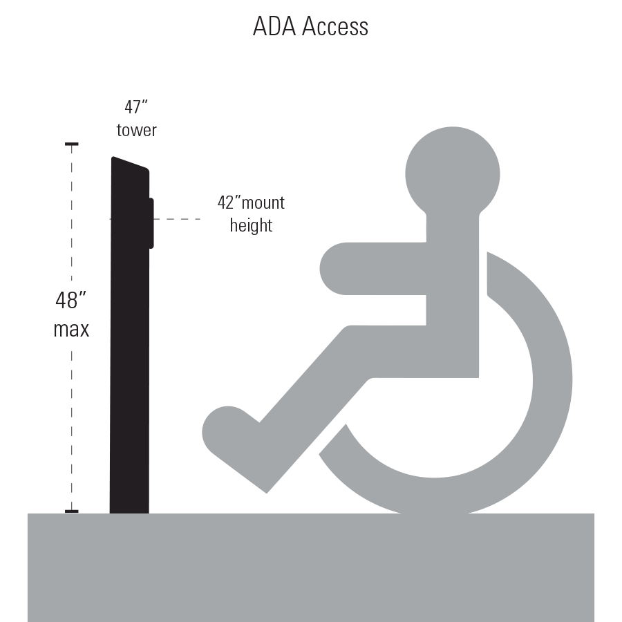 ADA Compliant, Stainless Steel, Heavy Duty Tower Pedestal 47 Inches Tall