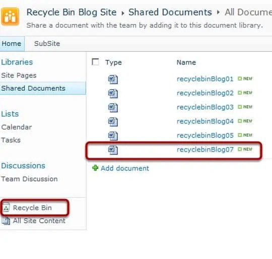 Using the Recycle Bin in SharePoint 2010. Delete, restore & clear end