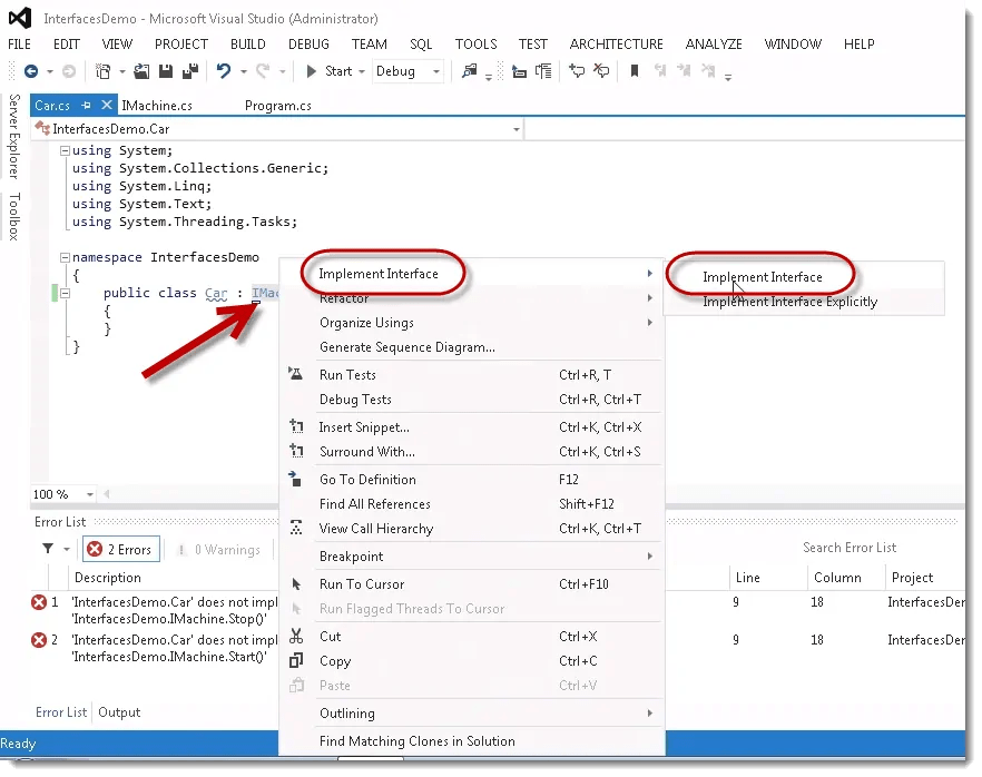 Getting Started with C Interfaces. Video by Dan Wahlin of Interface