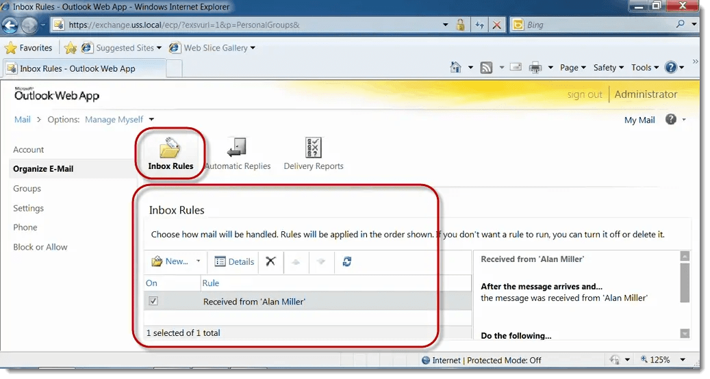 Add, modify and remove Inbox Rules in Exchange Server using PowerShell