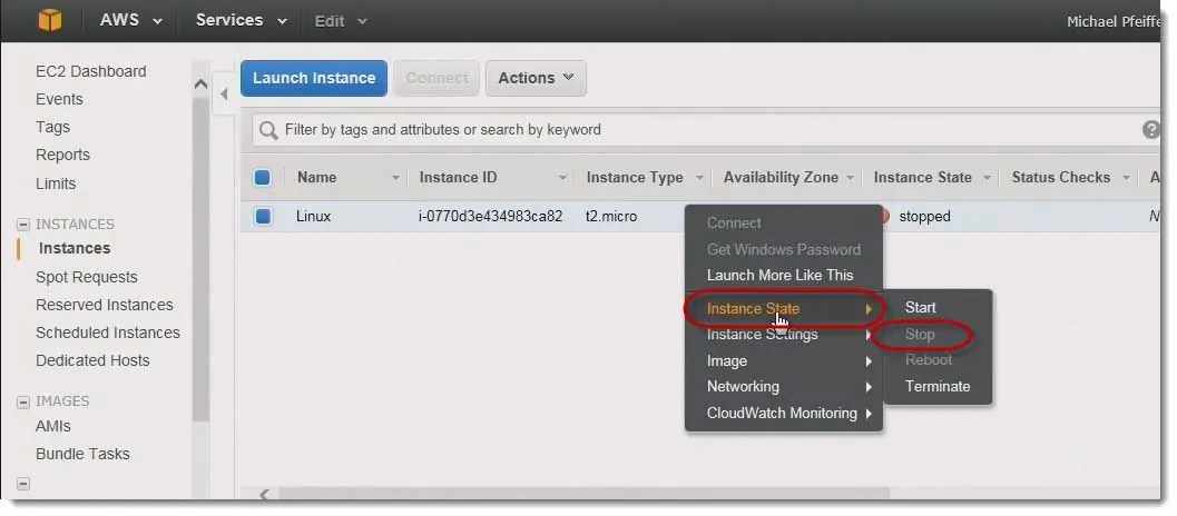How to Change the Instance EC2 Type in Amazon Web Services Interface
