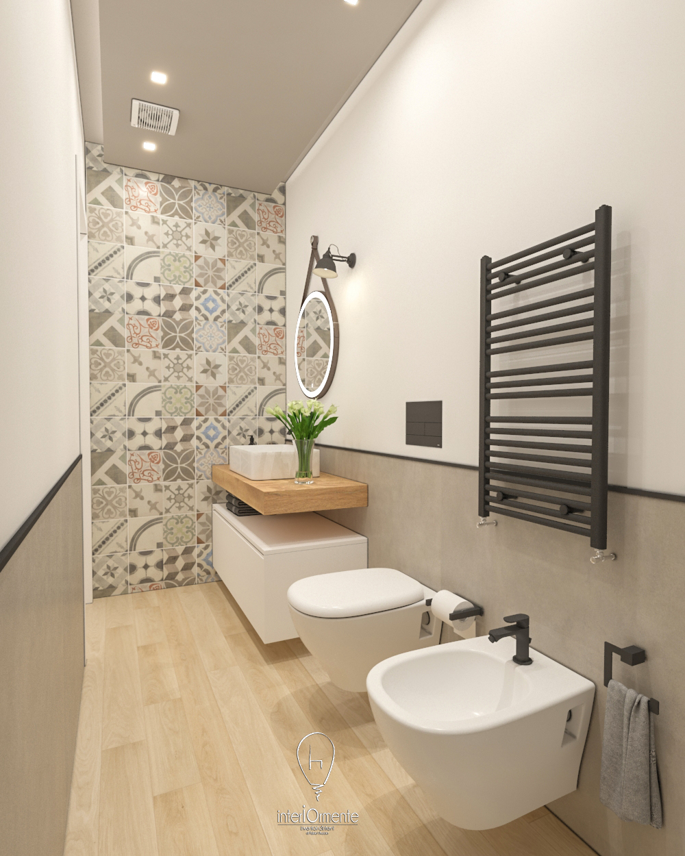 rendering bagno Trani Interiormente design