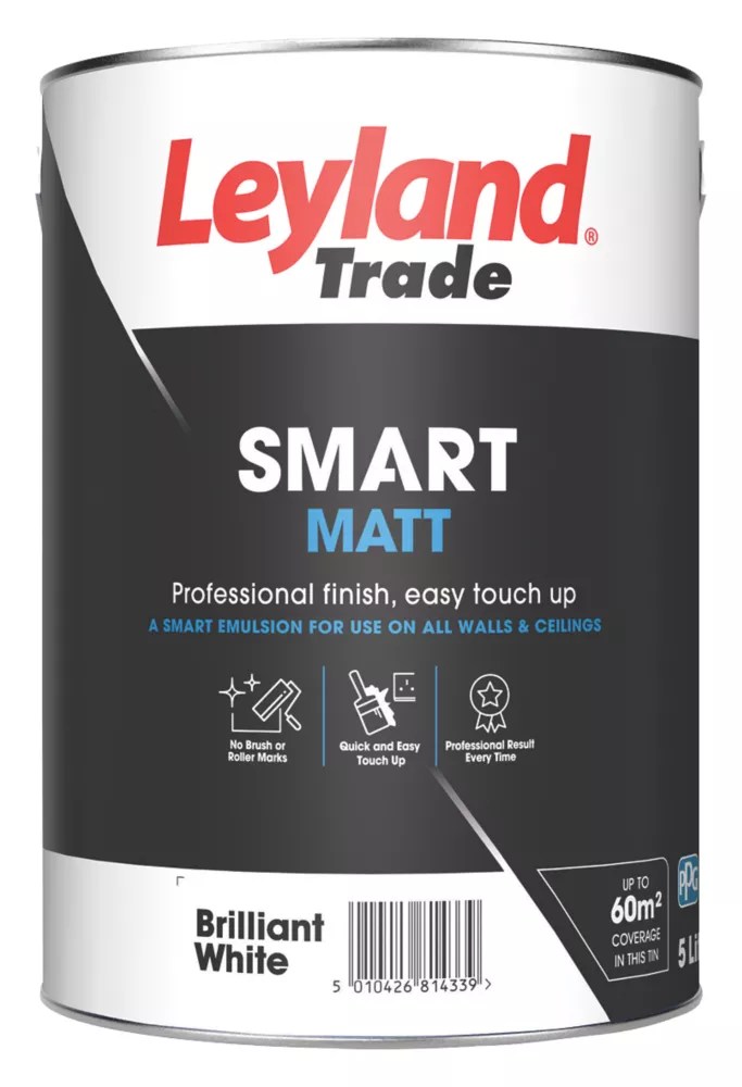 Best Cheap Leyland Trade Smart Matt Brilliant White Emulsion Paint 5Ltr