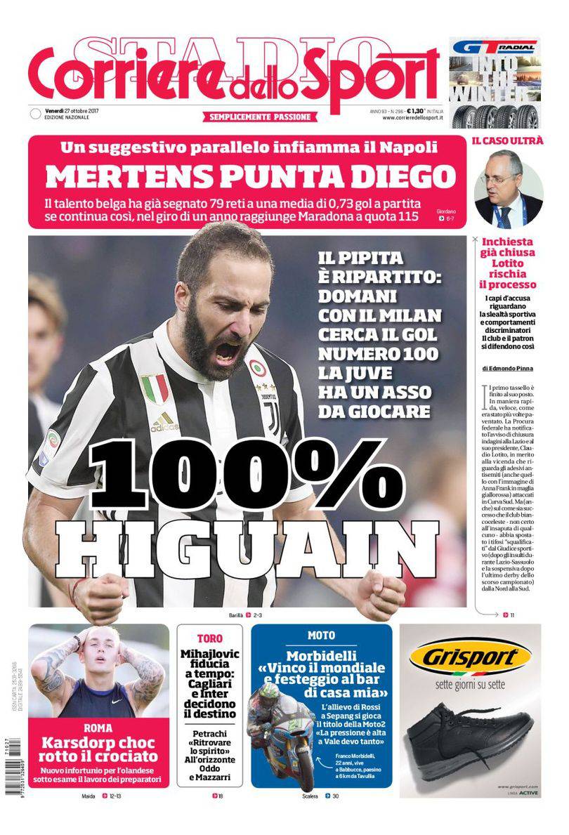 Corriere dello Sport I titoli sull'Inter