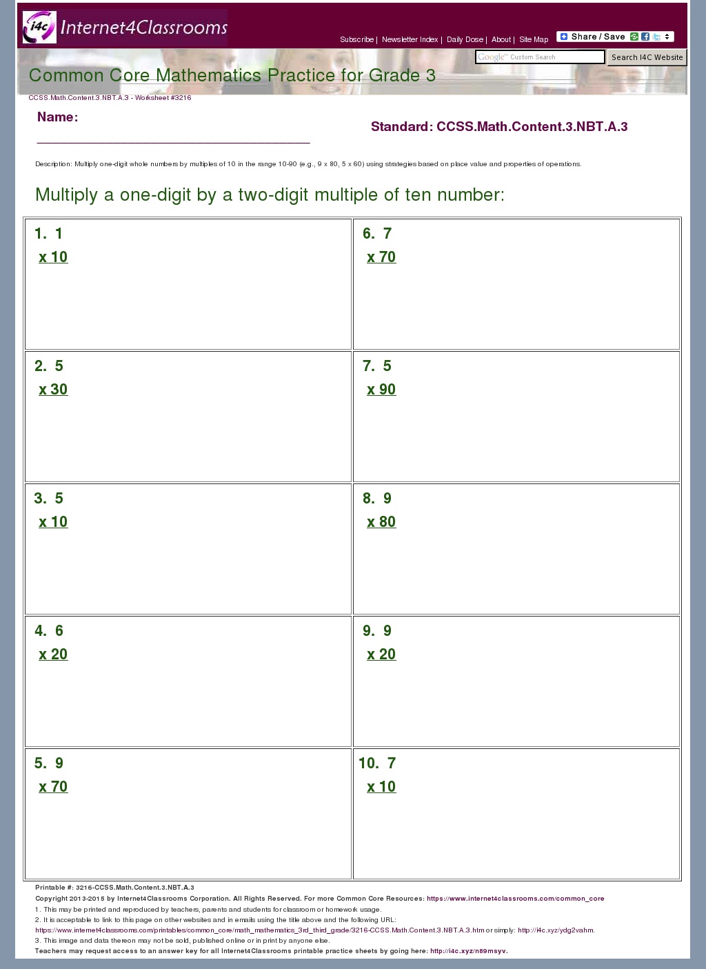 Description/Download Worksheet 3216. CCSS.Math.Content.3.NBT.A.3