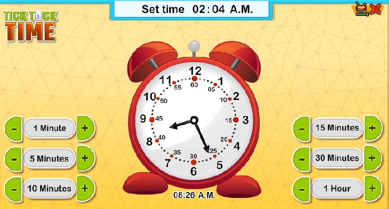 First Grade Interactive Math Skills Telling Time
