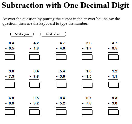 Seventh Grade Interactive Math Skills Decimals