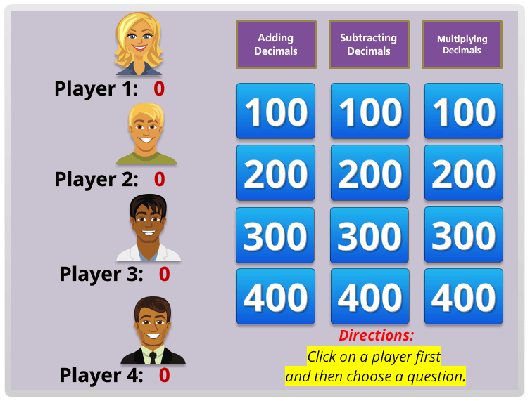 Sixth Grade Interactive Math Skills Decimals