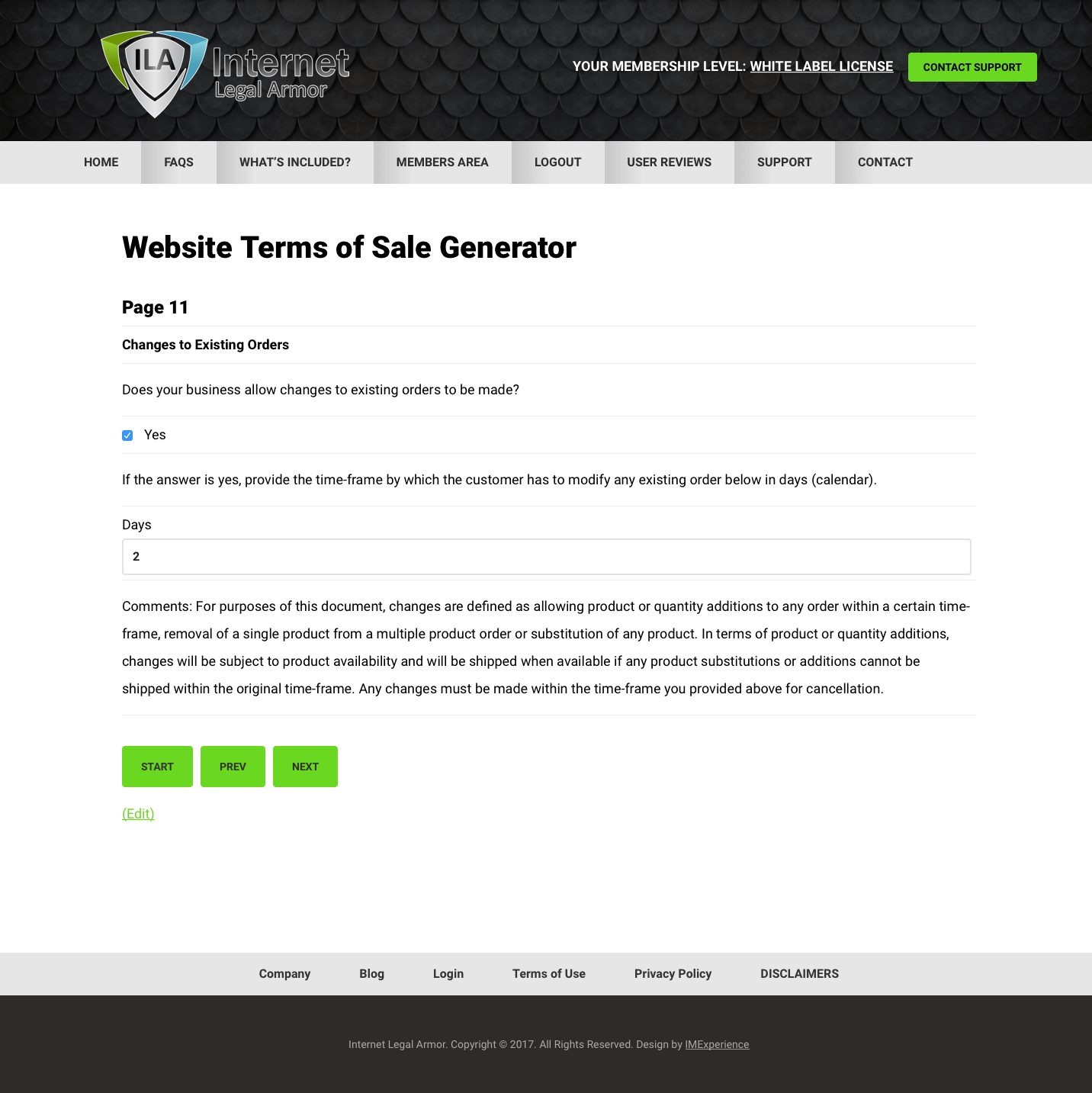 site Terms of Sale Generator (Sale of Tangible Goods)