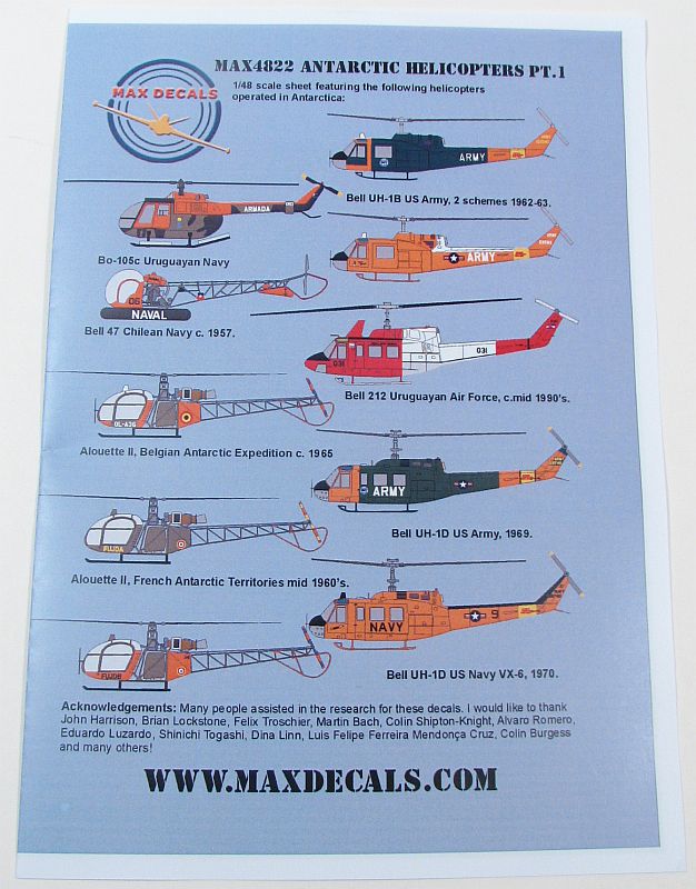 Modeler Max Decals 1/48 Antarctic Helicopters Pt. 1