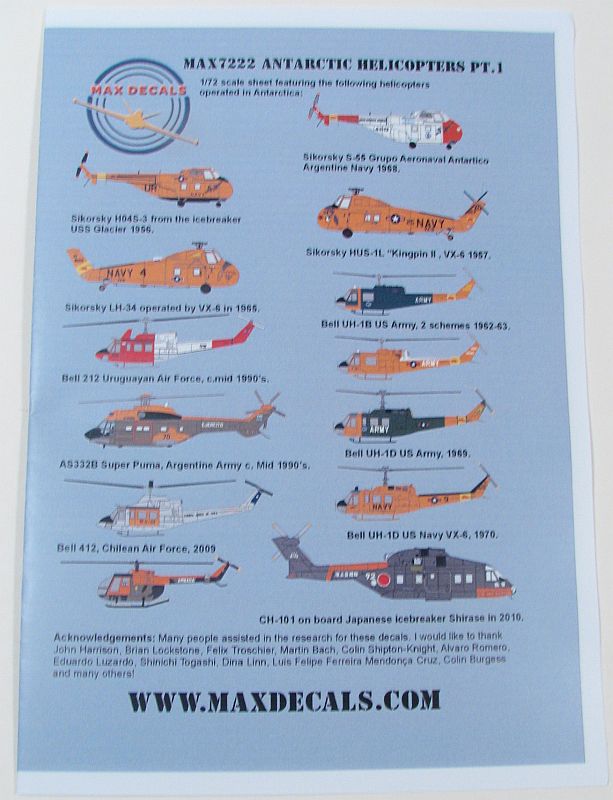 Modeler Max Decals 1/72 Antarctic Helicopters Pt. 1