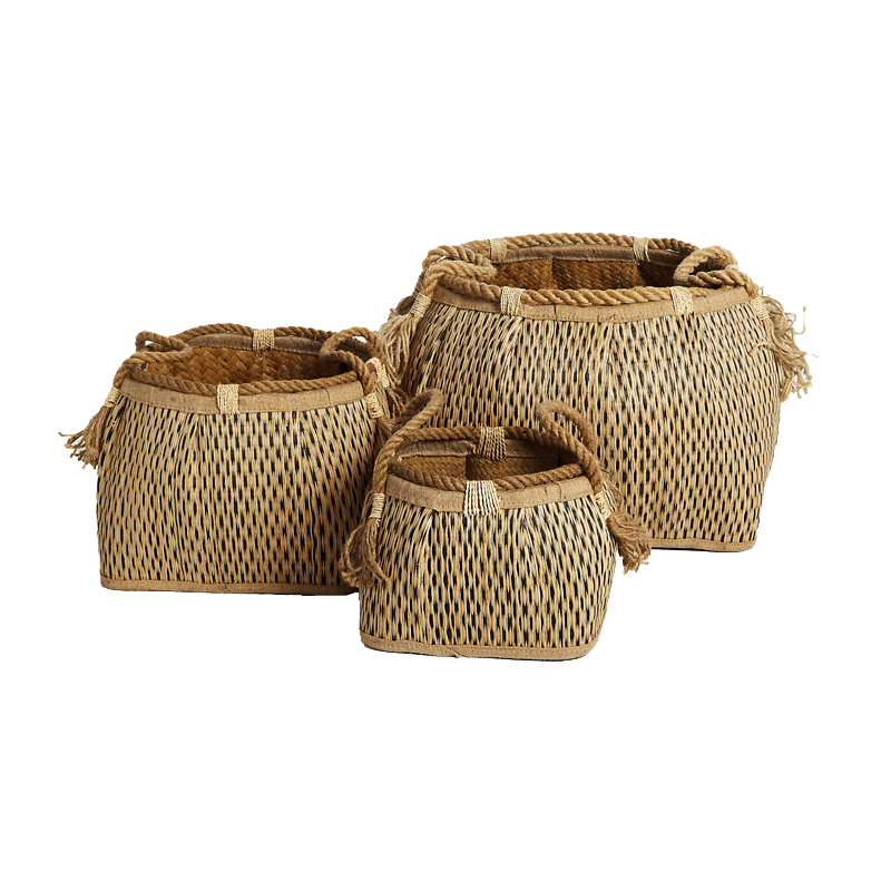Set/3 baskets natural/black