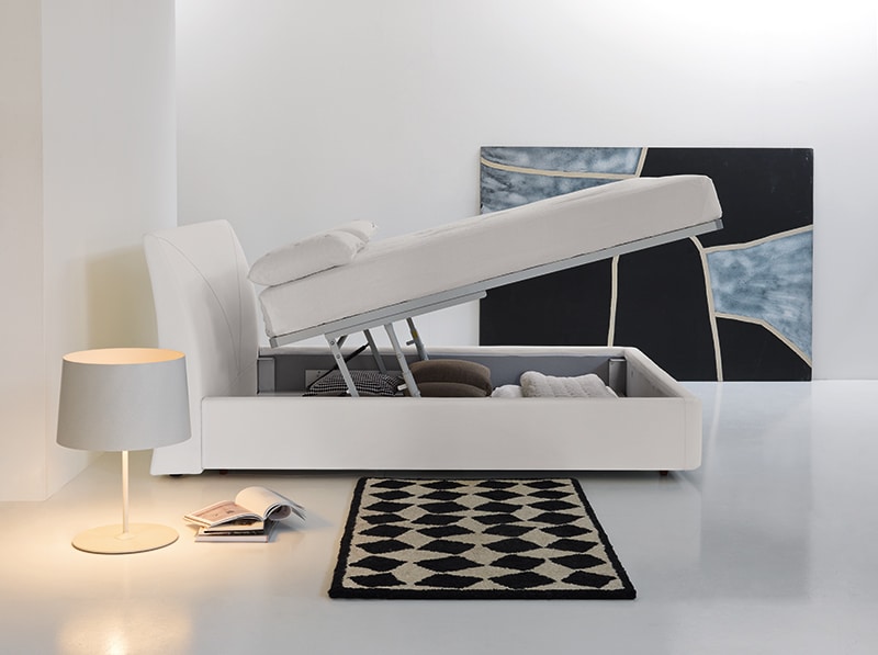 LETTO MODERNO DESIGN MOD. FLY MATRIMONIALE RETE A DOGHE E BOX