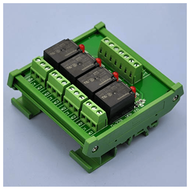 Relay board 4 channel DIN mounting Interstacks