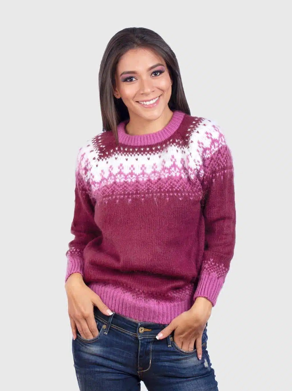 Isle Burgundy Hand Made Alpaca Sweater for Women Inti Alpaca Alpaca