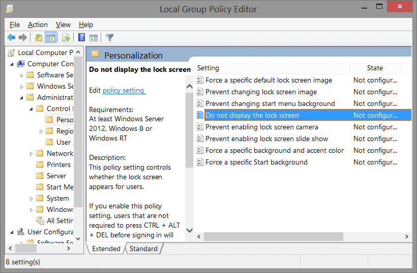 How To Remove Windows 8.1 Lock Screen Using Registry