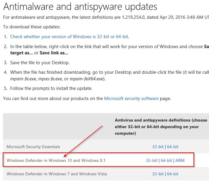 How To Manually Update Windows Defender In Windows 10