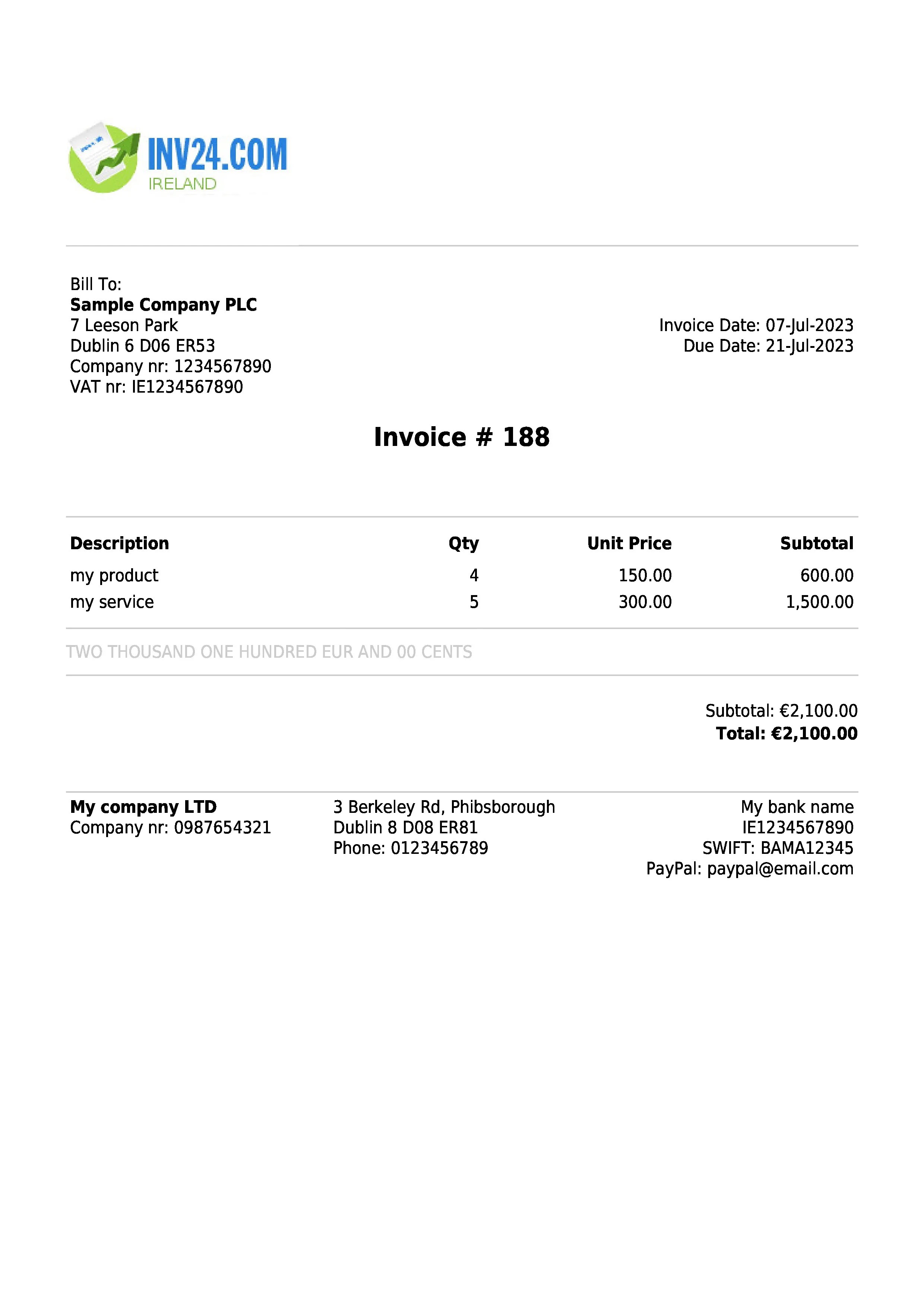Invoice for VAT nonpayer in Ireland Definition, Sample and Creation