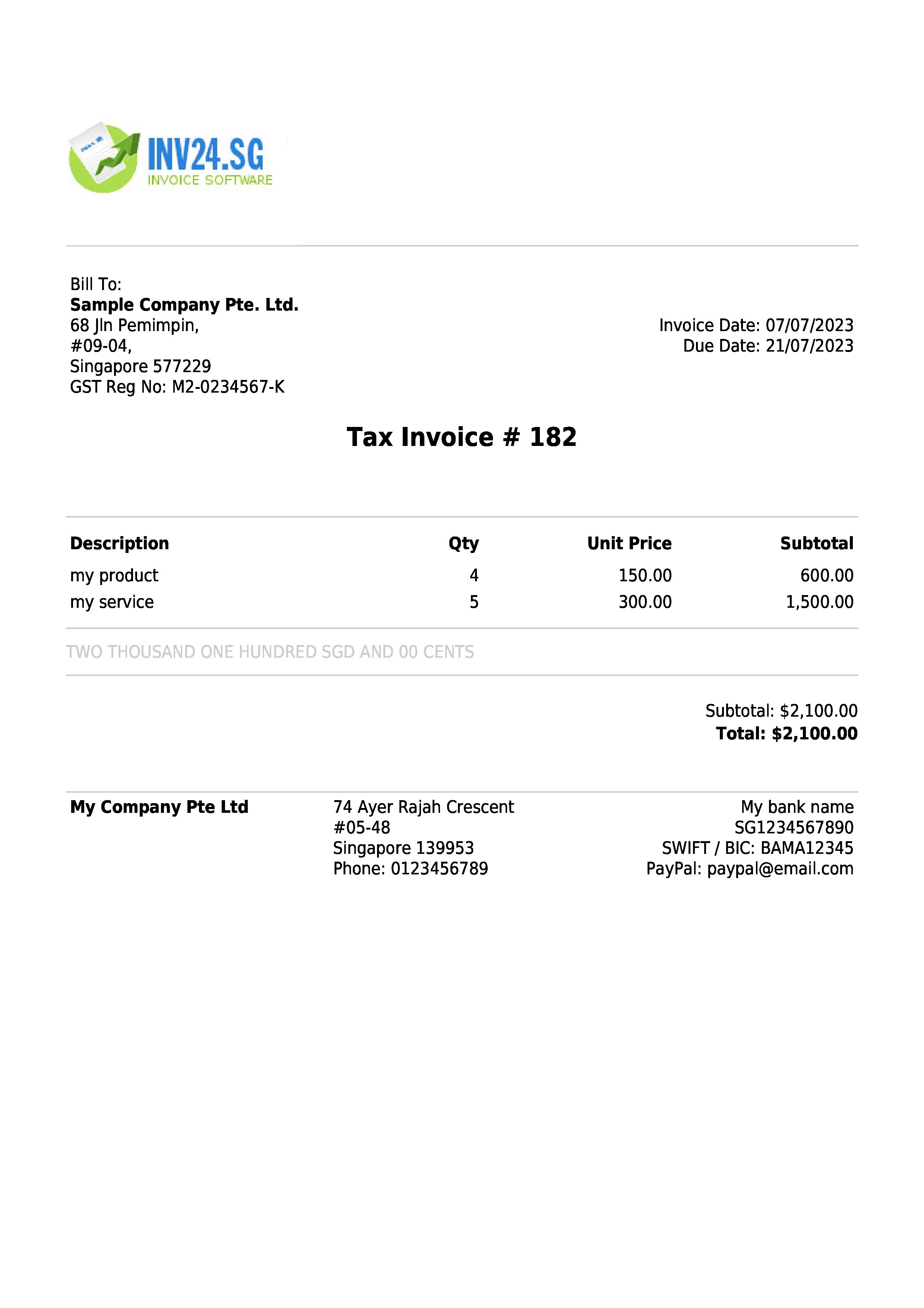 Invoice for GST nonpayer in Singapore Definition, Sample and Creation
