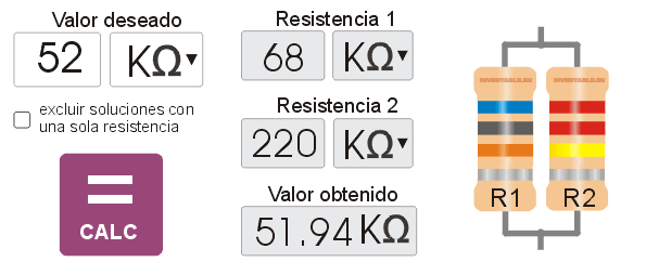 Calculadora de resistencias en paralelo Inventable