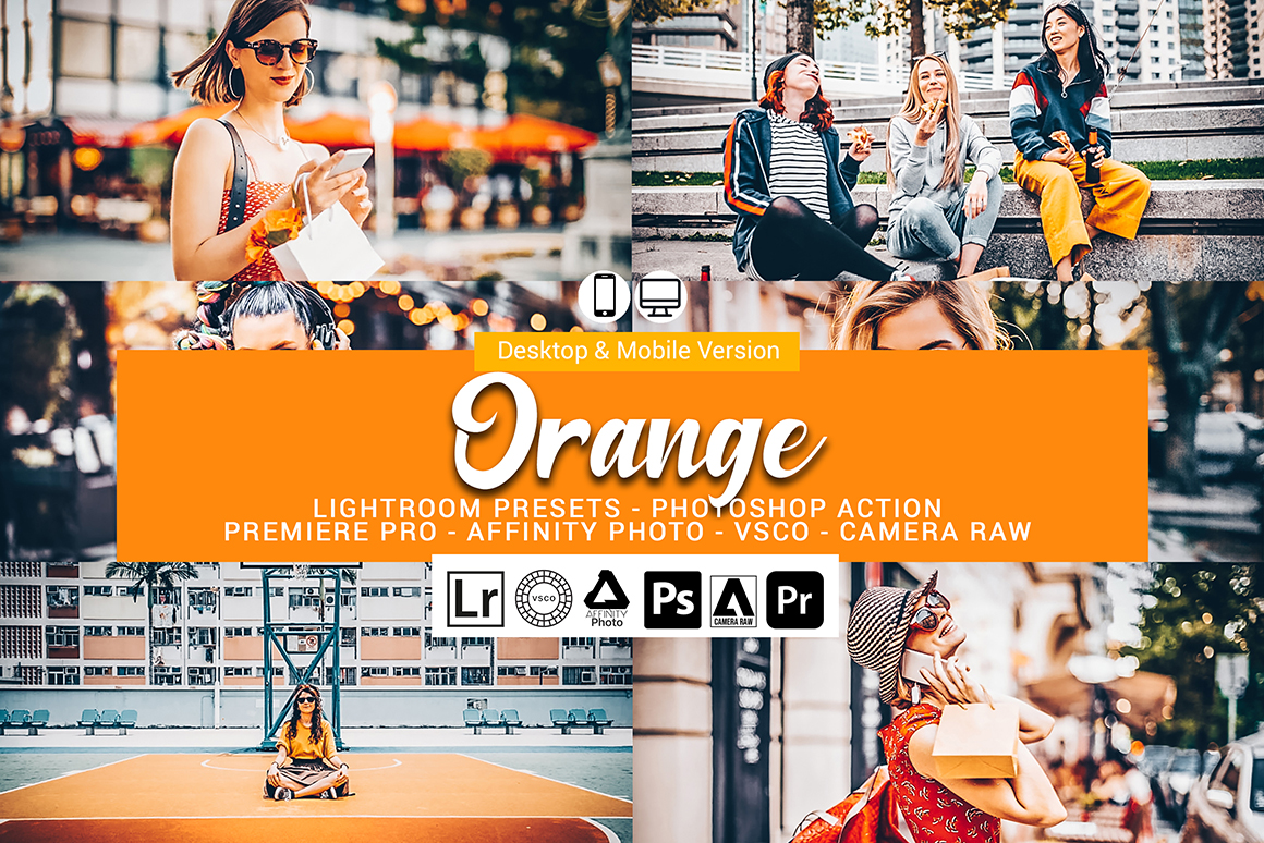 20 Orange actions,LUTS,VSCO Invent Actions