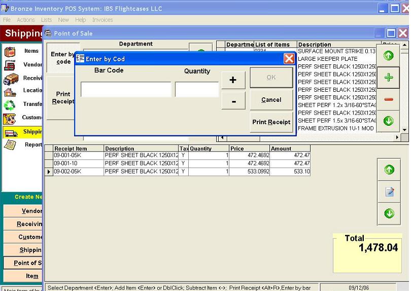 Inventory tracking software How do I input direct cash sales?