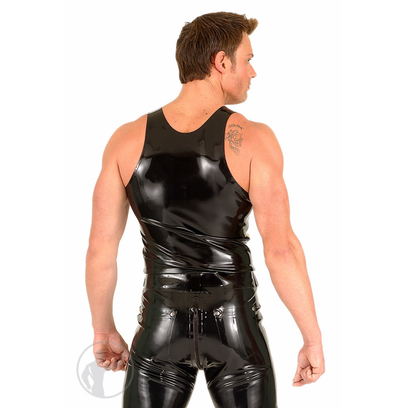 Men's Rubber Tank Top With Zip Up Front