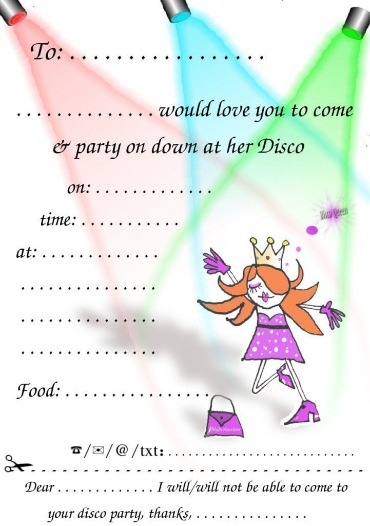 Template For Disco Party Invitation