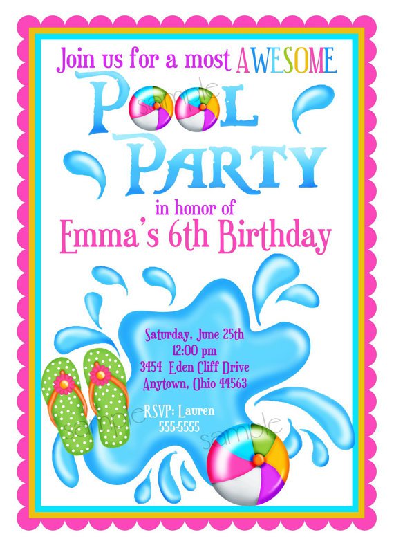 Pool Party Personalized Invitations Invitation Design Blog