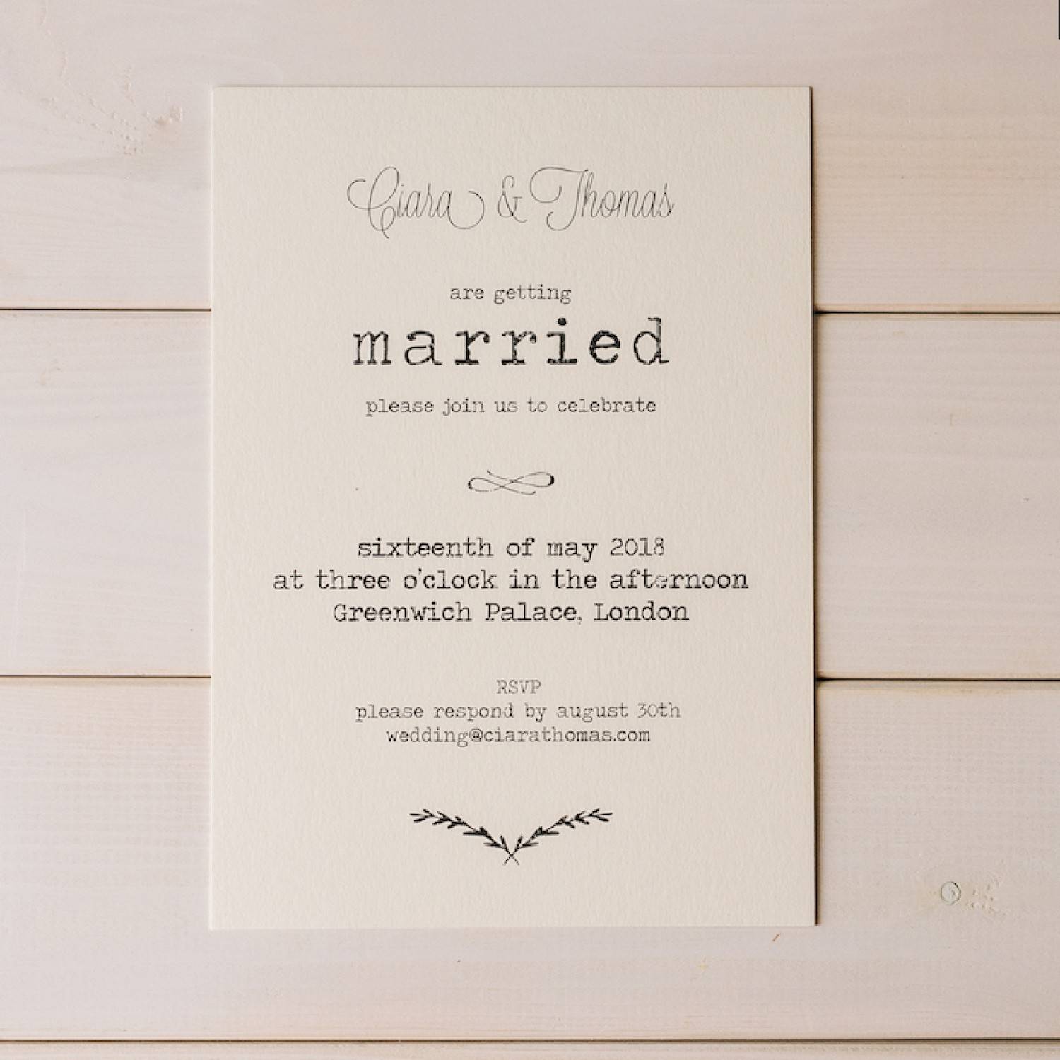 "Typewriter" Wedding Invitations & App Invites & Co